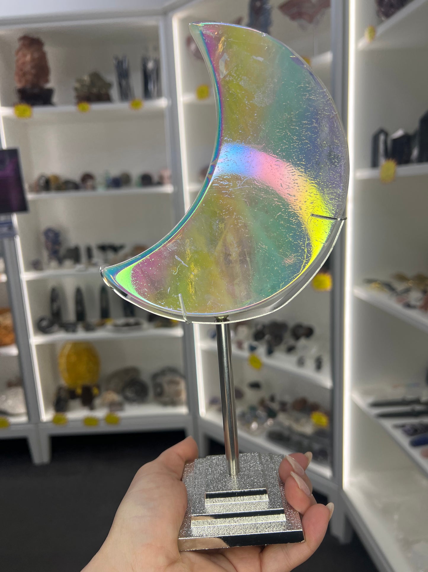 Aura Quartz Moon on Stand