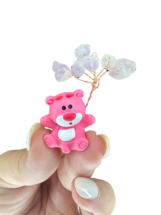 Pink Bear with Amethyst Chips