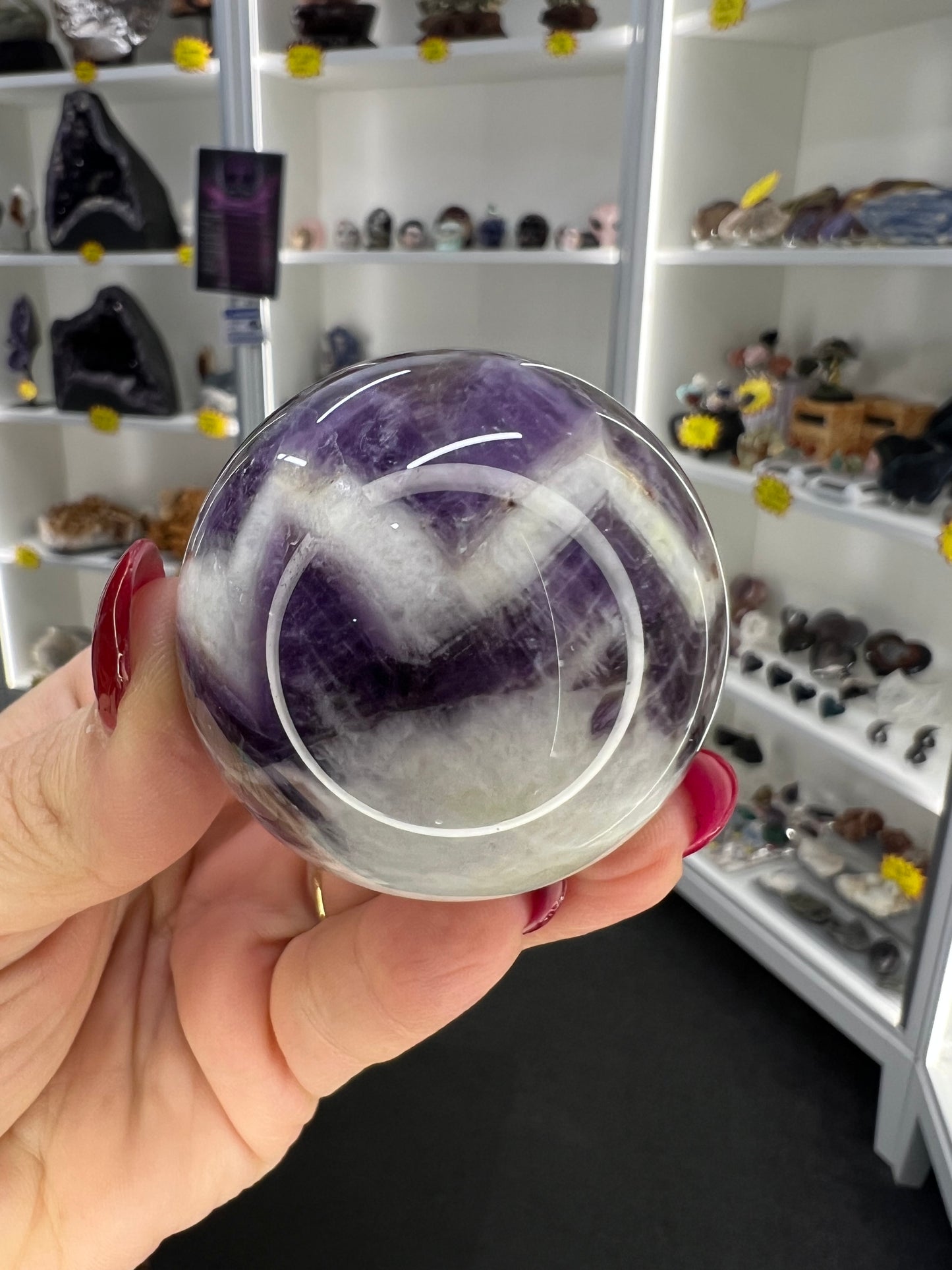Chevron / Dream Amethyst Sphere with Stand